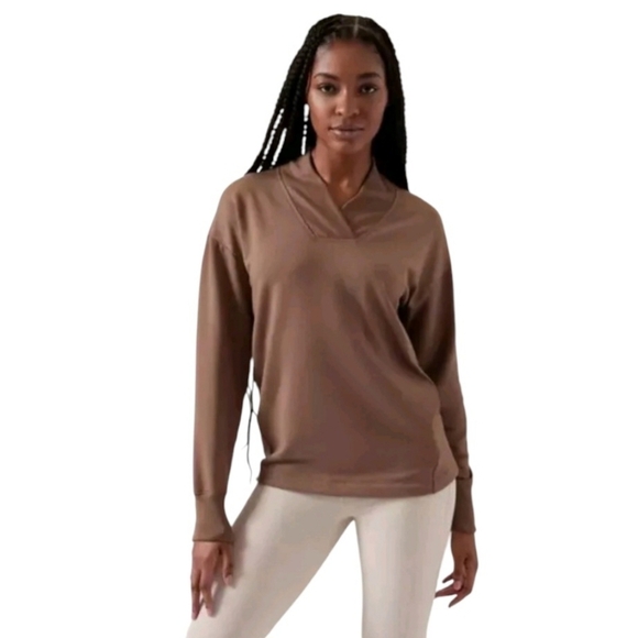 Athleta Womens Clarity V-Neck Brown Sweater Size SP - Picture 1 of 15
